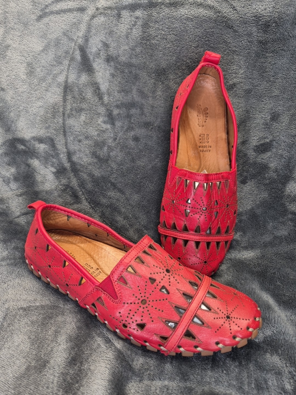 Spring Step Fusaro Red Leather Loafer Arch Support  Flats 38 ( 7.5-8 USA)